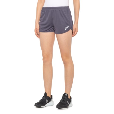 ASICS Rival II Split Running Shorts - Built-in Brief (For Women) - STEEL GREY (M )