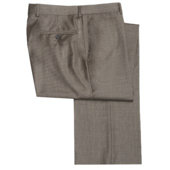Riviera Wool Fancy Neat Dress Pants - Flat Front (For Men) in Brown