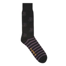 Robert Graham Cotton Paisley-and-Stripe Socks (For Men) in Black - Closeouts