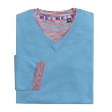 Robert Graham Kapock Cotton Sweater - High V-Neck (For Men) in Sky - Closeouts