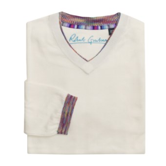 Robert Graham Kapock Cotton Sweater - High V-Neck (For Men) in White