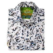 Robert Graham Numa Silk Sport Shirt - Short Sleeve (For Men) in White/Blue/Brown - Closeouts
