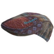 Robert Graham Wyatt Patchwork Driving Cap - Silk-Wool (For Men) in Dark Red - Closeouts