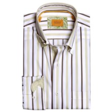 Robert Talbott Cotton Stripe Sport Shirt - Long Sleeve (For Men) in Olive/Black - Closeouts