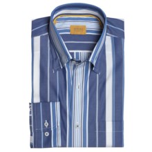 Robert Talbott Cotton Stripe Sport Shirt - Long Sleeve (For Men) in White/Navy - Closeouts