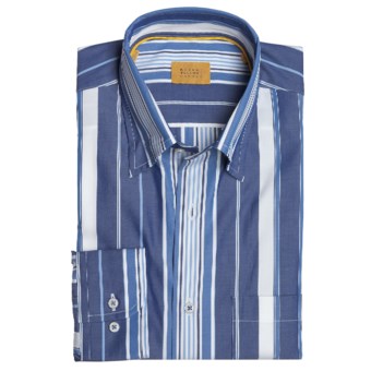 Robert Talbott Cotton Stripe Sport Shirt - Long Sleeve (For Men) in White/Navy
