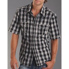 Rock & Roll Cowboy Check Western Shirt - Snap Front, Short Sleeve (For Men) in Black/Grey - Closeouts