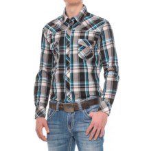 Rock & Roll Cowboy Crinkle Overdyed Plaid Shirt - Snap Front, Long Sleeve (For Men) in Black - Closeouts