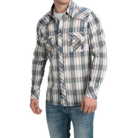 Rock and Roll Cowboy Dobby Plaid Shirt Snap Front, Long Sleeve (For Men)