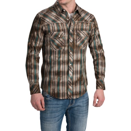 Rock and Roll Cowboy Dyed Plaid Shirt Snap Front, Long Sleeve (For Men)
