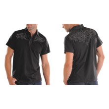Rock & Roll Cowboy Embroidered Knit Polo Shirt - Short Sleeve (For Men) in Black - Closeouts