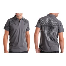 Rock & Roll Cowboy Embroidered Knit Polo Shirt - Short Sleeve (For Men) in Grey - Closeouts