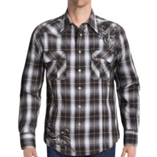Rock & Roll Cowboy Embroidered Plaid Shirt - Long Sleeve (For Men) in Brown/Blue - Closeouts