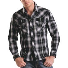 Rock & Roll Cowboy Plaid Cross Applique Western Shirt - Snap Front, Long Sleeve (For Men) in 01 Black - Closeouts