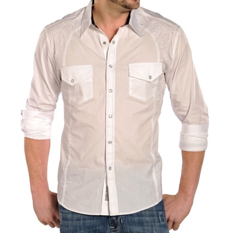 Rock and Roll Cowboy Poplin Bobbin Stitch Shirt Snap Front Long Sleeve For Men