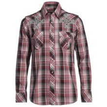 Rock & Roll Cowboy Satin Plaid Cross Shirt - Snap Front, Long Sleeve (For Men) in Red - Closeouts