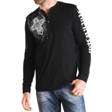 Rock & Roll Cowboy Screenprint Henley Shirt - Long Sleeve (For Men) in Black - Closeouts