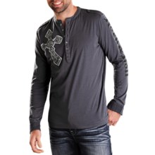 Rock & Roll Cowboy Screenprint Henley Shirt - Long Sleeve (For Men) in Charcoal - Closeouts
