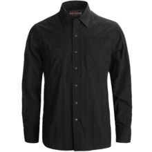 Rock & Roll Cowboy Western Shirt - Satin Dobby Plaid, Snap Front, Long Sleeve (For Men) in Black - Closeouts