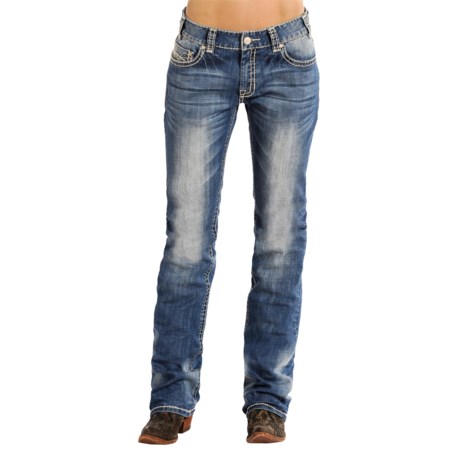 Rock and Roll Cowgirl Abstract Boyfriend Jeans Bootcut (For Women)