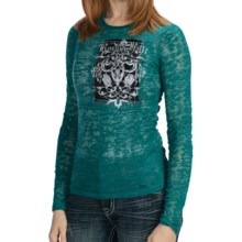 Rock & Roll Cowgirl Burnout Applique Shirt - Long Sleeve (For Women) in Teal - Closeouts