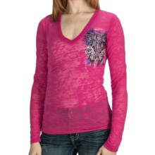 Rock & Roll Cowgirl Burnout T-Shirt - V-Neck, Long Sleeve (For Women) in Hot Pink - Closeouts