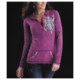 Rock & Roll Cowgirl Cross and Wings Henley Hoodie Shirt - Slub Cotton, Long Sleeve (For Women)