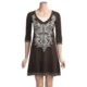 Rock & Roll Cowgirl Cross Embroidered Dress - V-Neck, Empire Waist, 3/4 Sleeve (For Women)