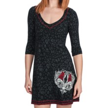 Rock & Roll Cowgirl Fleur De Lis Dress - V-Neck, 3/4 Sleeve (For Women) in Black - Closeouts