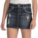 Rock & Roll Cowgirl Frayed Distress Mini Skirt - Denim, Low Rise (For Women)