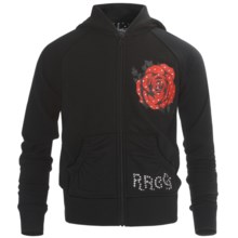 Rock & Roll Cowgirl Guitar & Rose Hoodie Sweatshirt - Raglan Sleeve (For Girls) in Black - Closeouts
