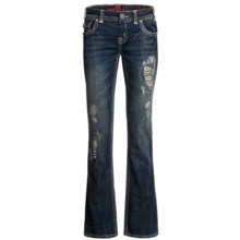 Rock & Roll Cowgirl Heart Peace Jeans - Low Rise, Bootcut (For Women) in Dark Wash - Closeouts