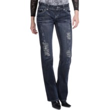 Rock & Roll Cowgirl Motorcycle Cross Design Jeans - Low Rise, Bootcut (For Women) in 42 Dark Wash - Closeouts