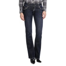 Rock & Roll Cowgirl Nailhead Cross Back Pocket Jeans - Low Rise, Bootcut (For Women) in Dark Wash - Closeouts