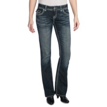 Rock & Roll Cowgirl Nailhead Leather Applique Jeans - Low Rise, Bootcut (For Women) in Medium Wash - Closeouts