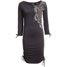 Rock & Roll Cowgirl Pencil Dress - Side Drawstrings, 3/4 Sleeve (For Women) in Charcoal - Closeouts