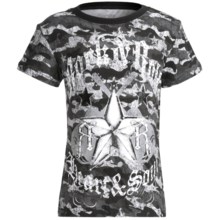 Rock & Roll Cowgirl Print Jersey T-Shirt - Short Sleeve (For Girls) in Grey/Black - Closeouts