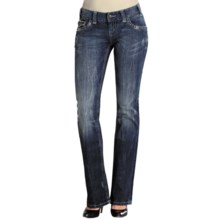 Rock & Roll Cowgirl Pyramid Nailhead Flap Pocket Jeans - Mid Rise, Bootcut (For Women) in Med Wash - Closeouts