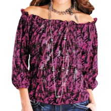 Rock & Roll Cowgirl Ruffled Peasant Shirt - 3/4 Sleeve (For Women) in Hot Pink - Closeouts