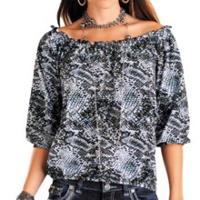 Rock & Roll Cowgirl Ruffled Peasant Shirt - 3/4 Sleeve (For Women) in Multi - Closeouts