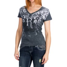 Rock & Roll Cowgirl Snow Crush T-Shirt - Short Sleeve (For Women) in Charcoal - Closeouts