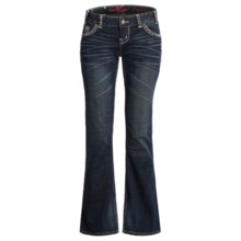 Rock & Roll Cowgirl Square Pyramid Nailhead Jeans - Low Rise Bootcut (For Women) in Dark Wash - Closeouts