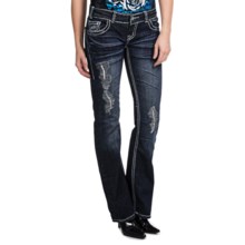 Rock & Roll Cowgirl Vintage Rhinestone Cross Jeans - Low Rise, Bootcut (For Women) in Dark Wash - Closeouts