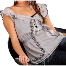 Rock & Roll Cowgirl Voile Baby Doll Shirt - Sleeveless (For Women) in Charcoal - Closeouts