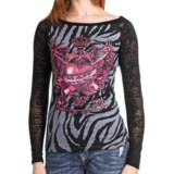 Rock & Roll Cowgirl Zebra Print Shirt - Long Burnout Sleeve (For Women)