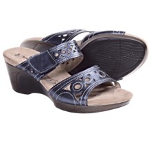 Romika Waikiki 16 Wedge Sandals - Leather (For Women) in Blue Metallic - Closeouts