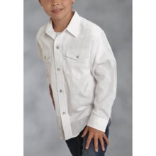 Roper Classic Tone-on-Tone Western Shirt - Diamond Dobby, Long Sleeve (For Boys) in White - Closeouts