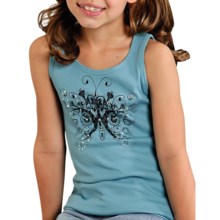 Roper Cotton Rib Screen Print Tank (For Girls) in Blue - Closeouts