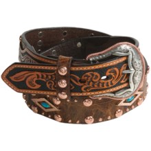 Roper Distressed Leather Belt (For Men) in Brown/Natural - Closeouts
