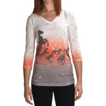 Roper Electric Spirit Black Horses Shirt - 3/4 sleeve (For Women) in Black - Closeouts